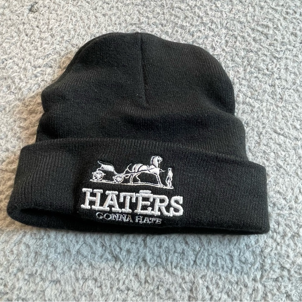 Killstar Beanies Black Embroidered "Haters gonna Hate "winter comfort Y2K Statem